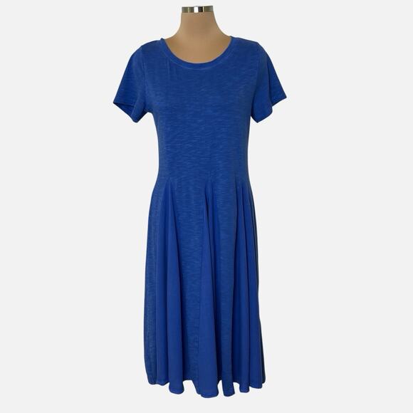 Soft Surroundings Midi Dress Medium Fit Flare Blue Cotton Blend Flowy Comfort - Picture 1 of 11
